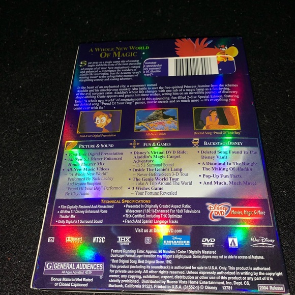 Disney Platinum Edition DVDs, lot of 3 : Jungle Book, Aladdin, Peter Pan - Picture 5 of 8